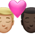 👨🏼‍❤️‍💋‍👨🏿 kiss: man, man, medium-light skin tone, dark skin tone display on Apple